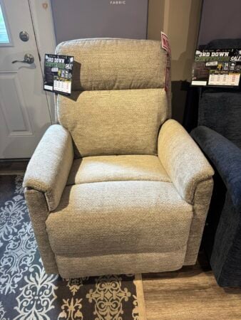 Compact Fabric Perfect Match Gliding Recliner in Shoreline